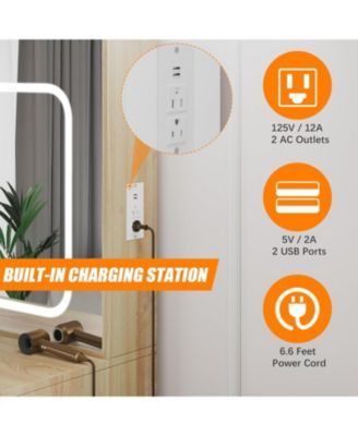 Vanity Desk Mirror and LED Lights - Makeup Vanity Desk for Bedrooms, Apartments, Easy to Assemble