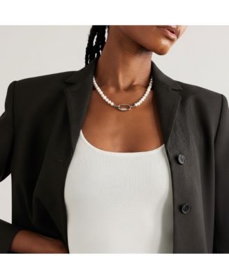 Freshwater Pearl Necklace with Silver Carabiner Clasp