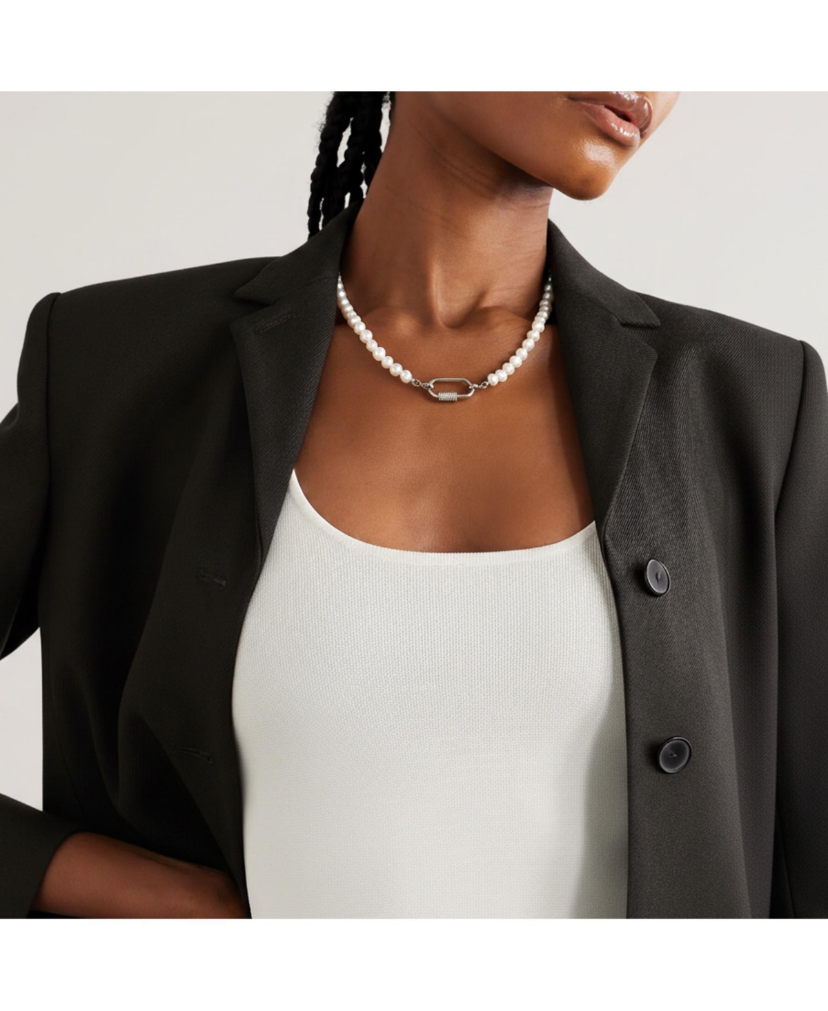 Joey Baby Freshwater Pearl Necklace with Silver Carabiner Clasp