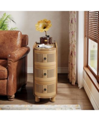 3-Drawer Rattan Side Table, No Assembly Required