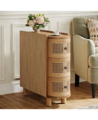 3-Drawer Rattan Side Table, No Assembly Required
