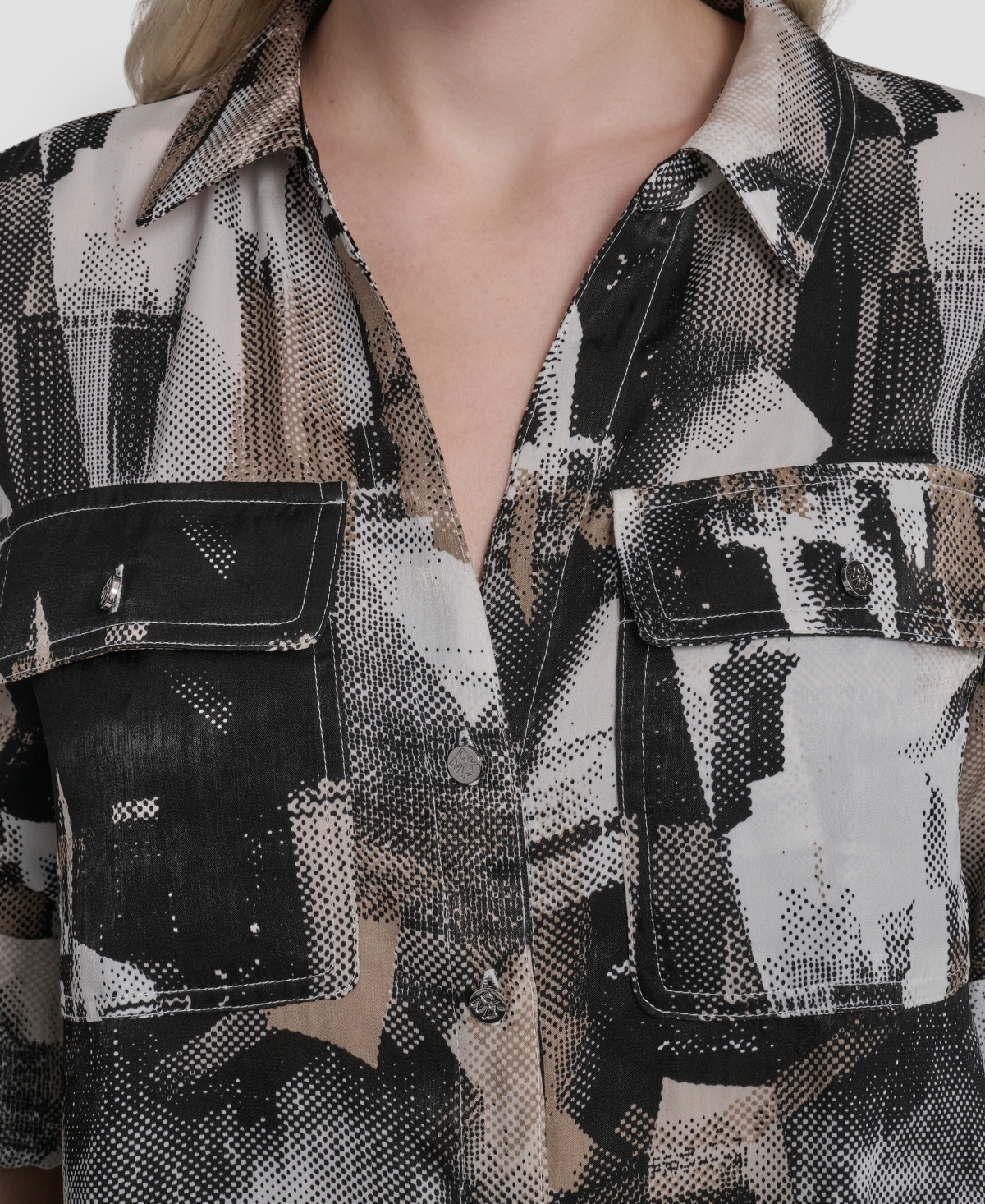 Dkny Women's Printed Roll-Tab Shirt