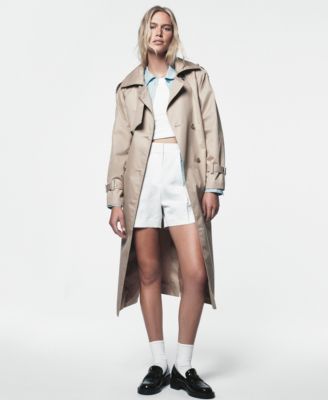 Women’s Long Double-Breasted Belted Trench Coat