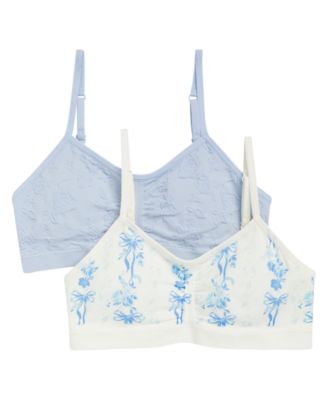 Girls' 6-16 Seamless Ruched Crop Bras, 2-Pack