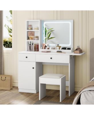 Makeup Vanity Desk  Mirror and Lights - Vanity Table Set  for Bedrooms, Apartments, Easy to Assemble