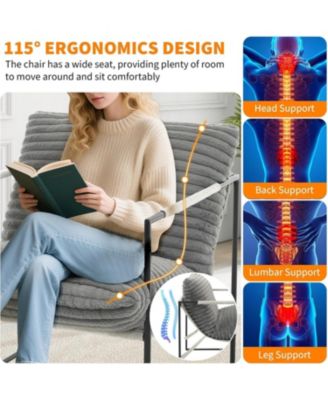 Modern Plush Sling Accent Chair, Shredded Foam Upholstery & Sturdy Metal Frame, Comfy Lounge Chair for Home