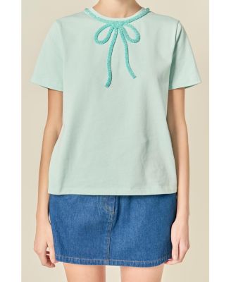 Women's Beaded Bow T-Shirt