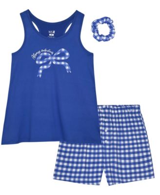 Girls' 7-16 Gingham Tank Top, Short Pants & Scrunchie, 3-Piece Set