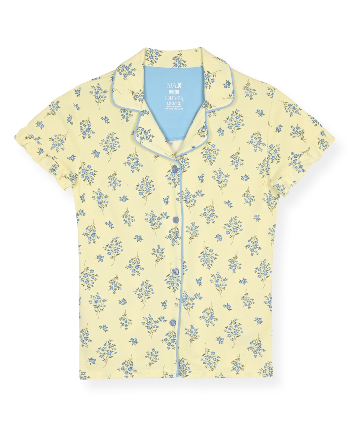 Max & Olivia Girls' 6X-14 Floral Print Top, Short Pants Scrunchie, 3-Piece Set