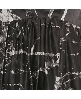 Women's Printed Silk Plunge Neck Mini Dress