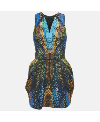 Womens Multicolor Printed Cotton Blend Mini Dress