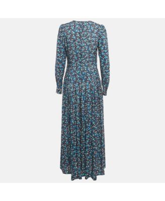 Pre-Owned Love Moschino Women's Floral Print Crepe Pleated Maxi Dress