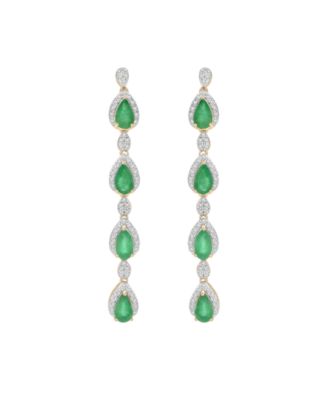 Emerald (1-5/8 ct. t.w.) and Diamond (1/4 ct. t.w.) Drop Earrings in 14k Yellow Gold