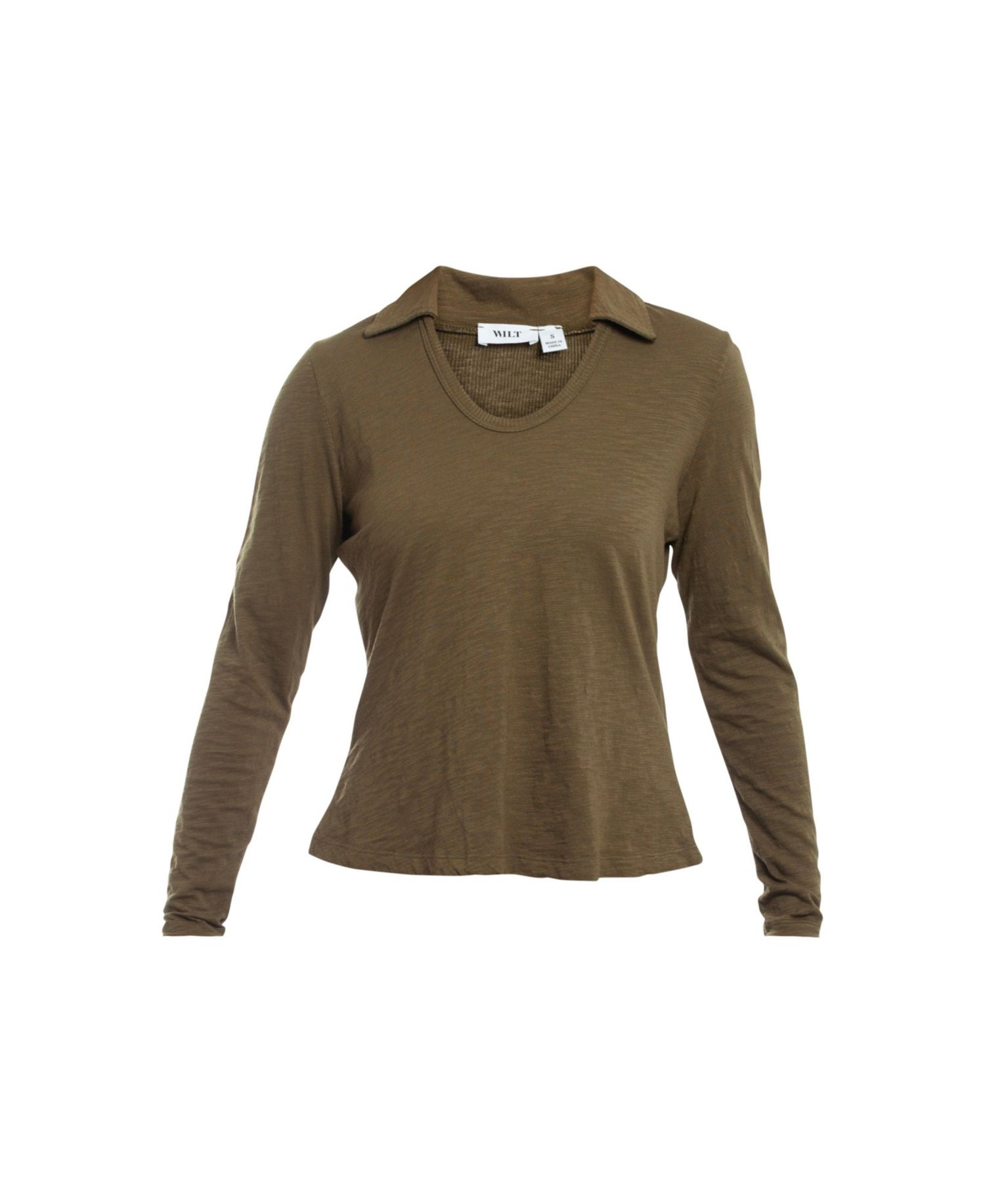 Women's Clothing Scoop Neck Long Sleeve Polo Tee
