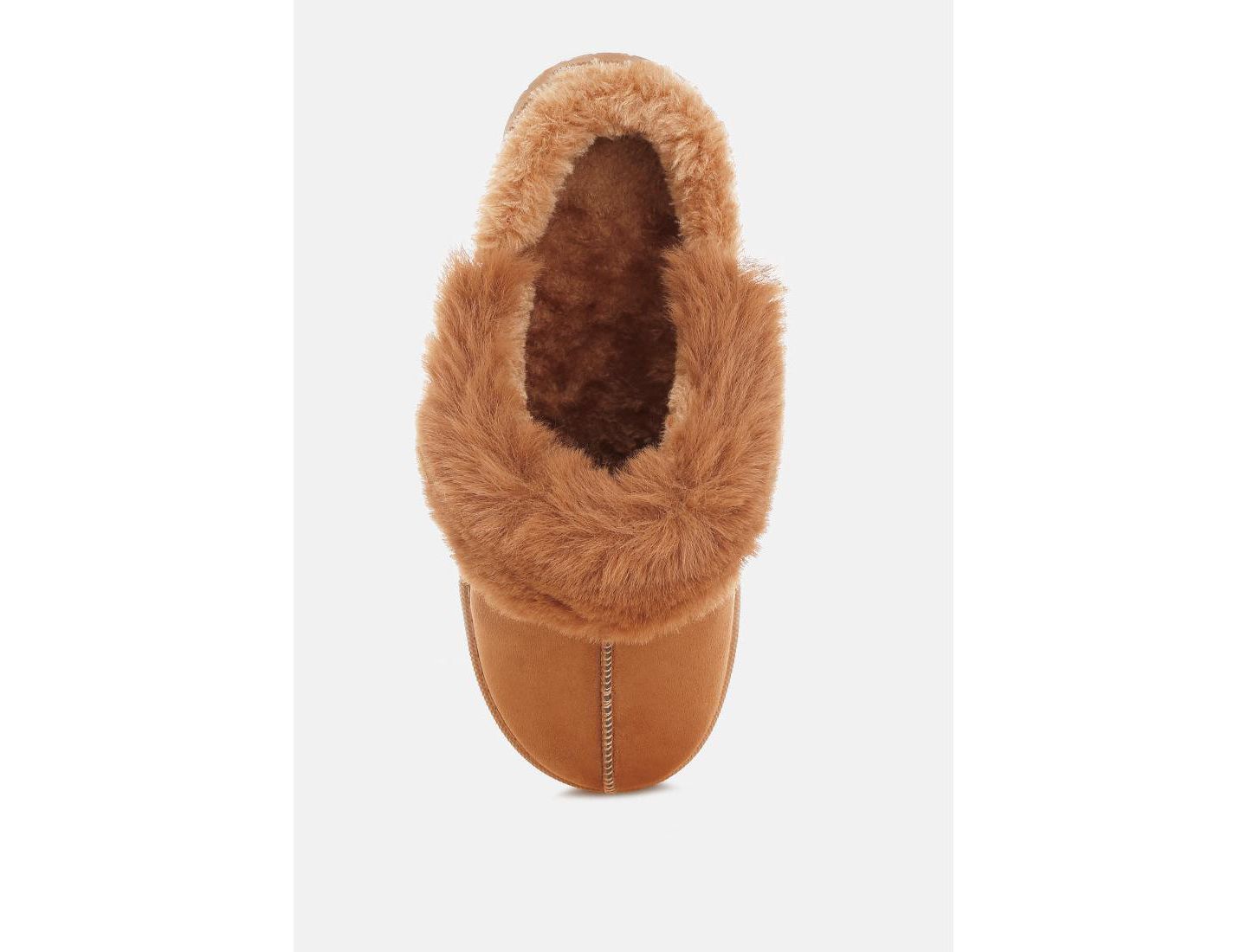 Женские балетки London Rag Portho Faux Fur Slip Flat, цвет: Бежевый / Хаки — фото 5