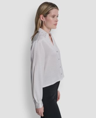 Women's Studded Collar V-Neck Shirt