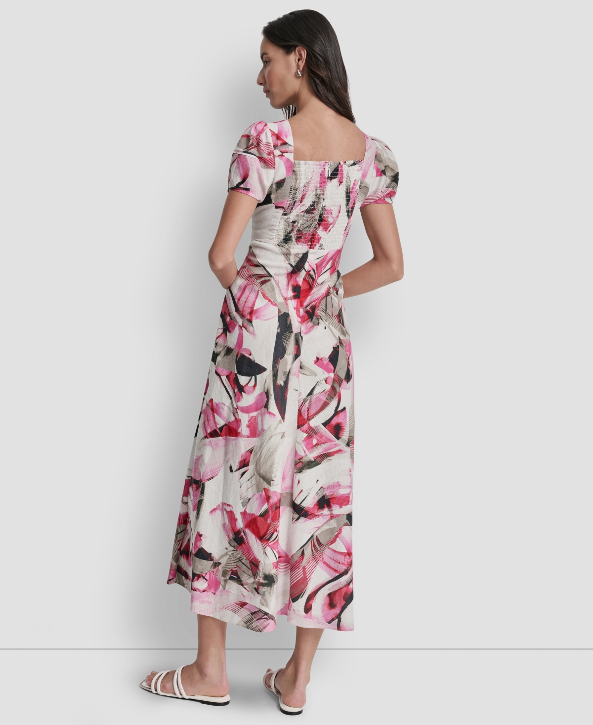 Dkny Women's Printed V-Neck Midi Dress