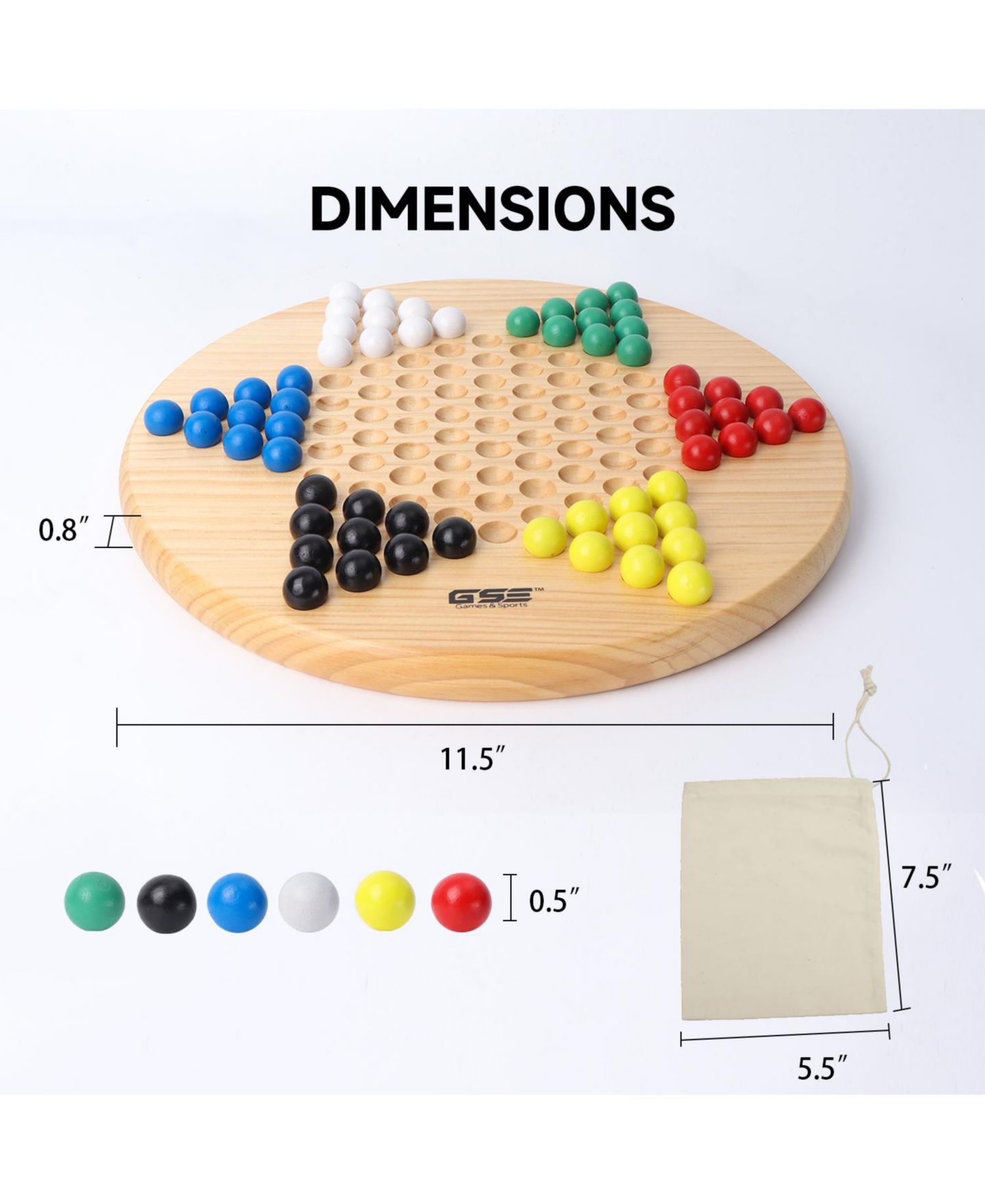 Детская настольная игра GSE Games & Sports Expert Classic Chinese Checkers Board Game, 66 Wooden Marbles, Ages 6+ — фото 5