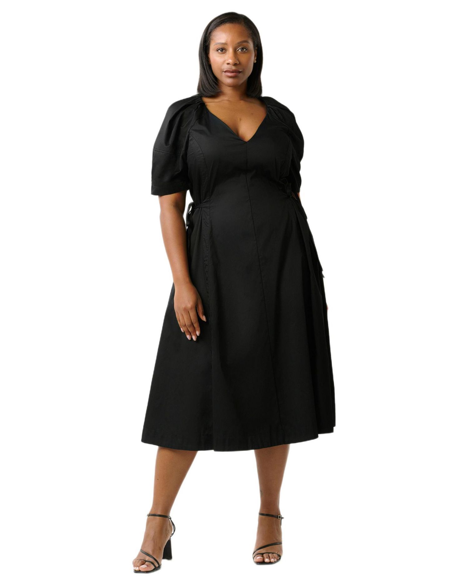 Women's Kyah Cotton V-Neck Tie Raglan Midi Dress