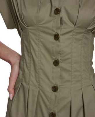 Women's Button-Down A-Line Midi Dress