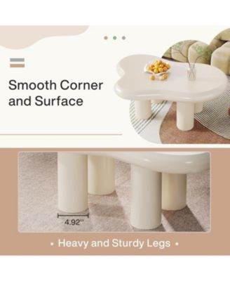 46.4" White Cloud Coffee Table, Irregular Center Tea Table