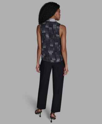 Women's Printed V-Neck Sleeveless Blouse