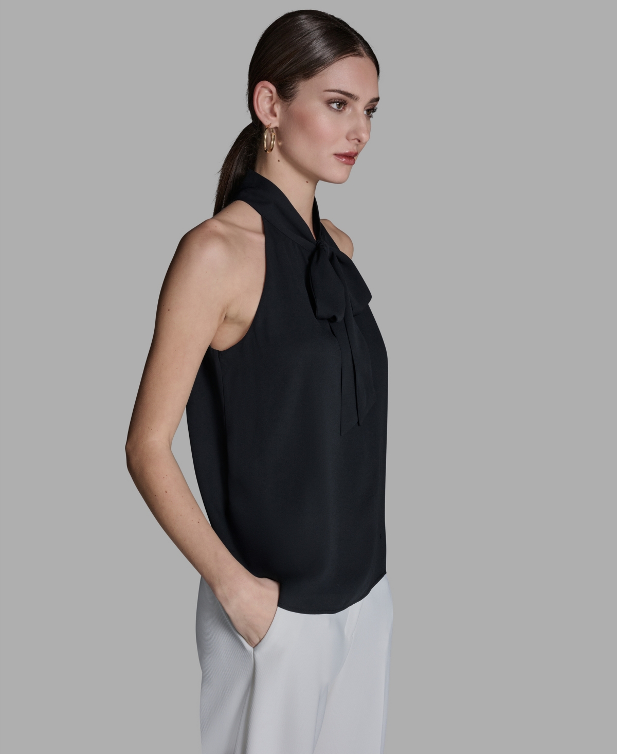 Bcbg Women's Sleeveless Tie-Neck Blouse