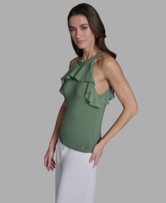 Women's Halter Neck Ruffle Tank Top