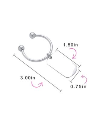 Dog Tag ID Keychain Horseshoe Key Ring Secure Ball-Screw Tip .925 Sterling Silver