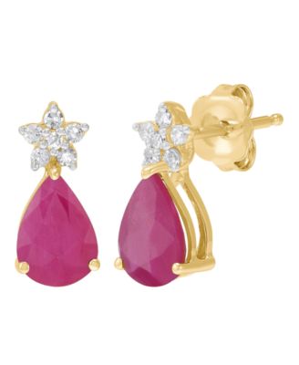 Sapphire (1-3/4 ct. t.w.) & Diamond (1/10 ct. t.w.) Drop Earrings in 10k White Gold (Also Available in Emerald, Ruby)