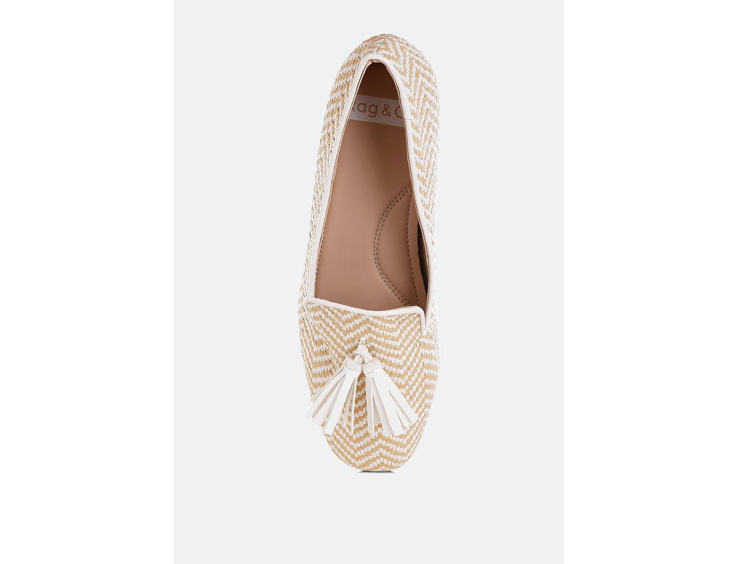 Женские туфли Rag & Co Dara Raffia Tassels Detail, цвет: Бежевый — фото 5