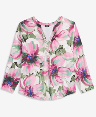 Plus Size Split-Neck Top