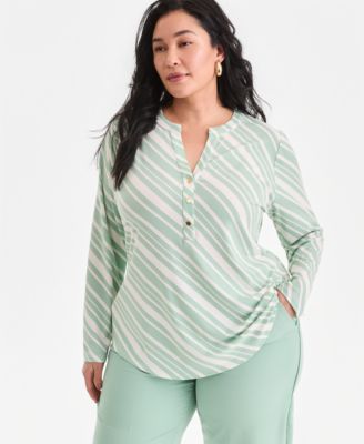 Plus Size Split-Neck Top