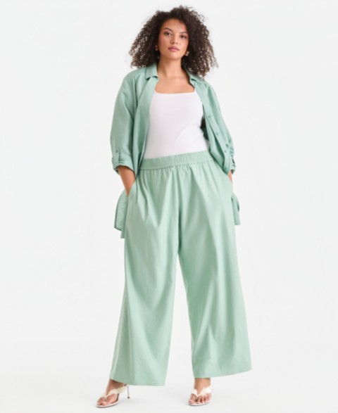 Женские I.N.C. International Concepts Plus Size Pull-On Wide-Leg Pants