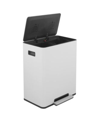 15.6 Gallon Rectangular Stainless Steel Step on With Two 30 Liter Compartments Trash Can