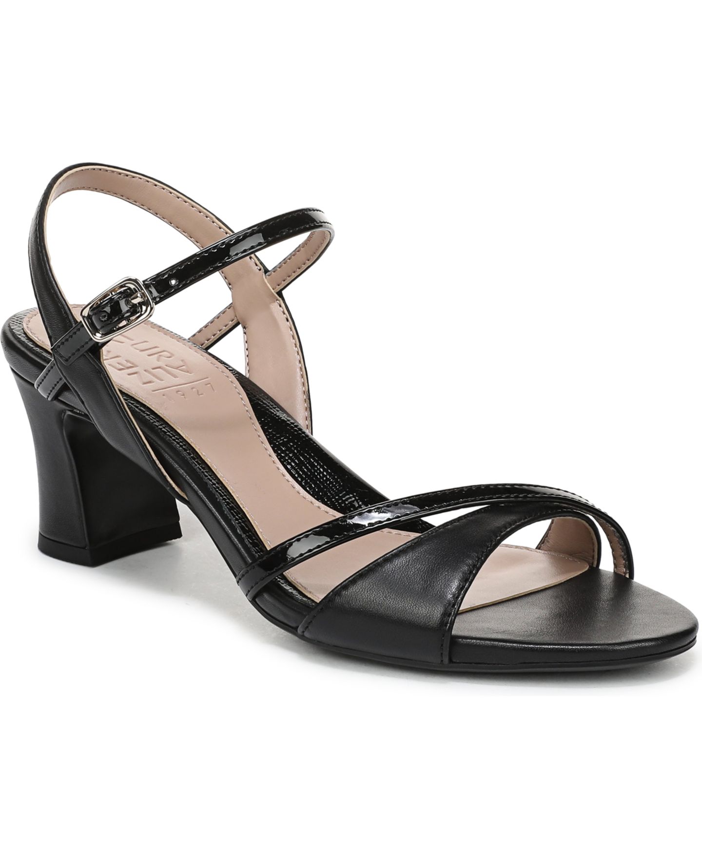 Женские сандалии Naturalizer Trey Strappy Dress Sandals, цвет: Чёрный кожаный / Лаковый — фото 1