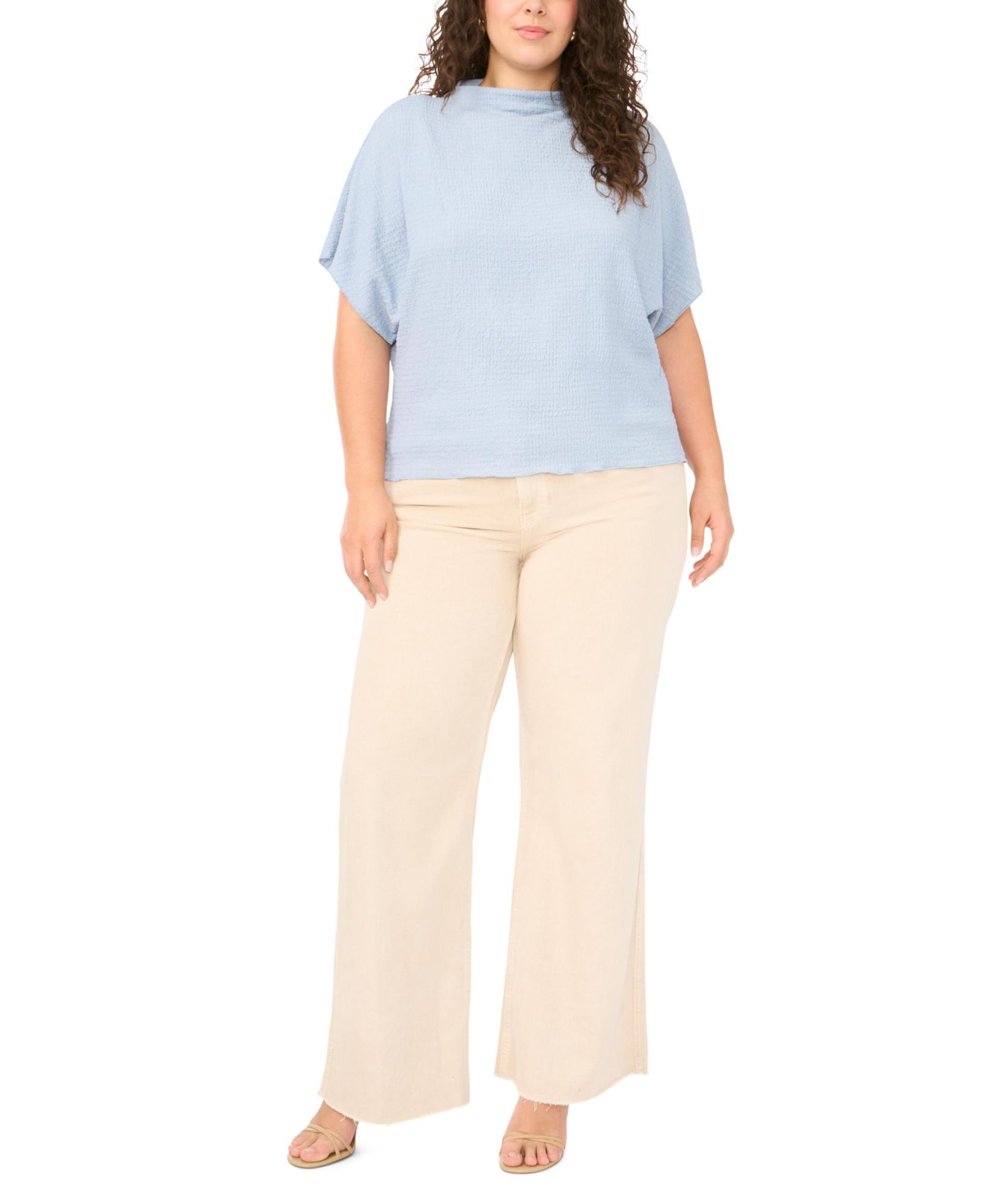 Женский топ Vince Camuto Plus Size Cowl Neck Boxy Top, цвет: Небесно-голубой — фото 3