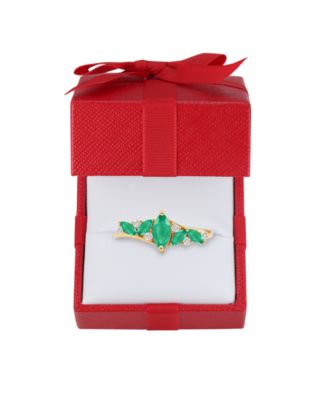 Ruby (7/8 ct. t.w.) and Diamond (1/10 ct. t.w.) Ring in 14k Yellow Gold (Also Available in Sapphire and Emerald)