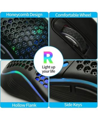 Honeycomb Wired Gaming Mouse - 7200 Adjustable DPI, Ergonomic Lightweight Honeycomb Design for PC/Mac Gamers | Perfect for Competitive Gaming