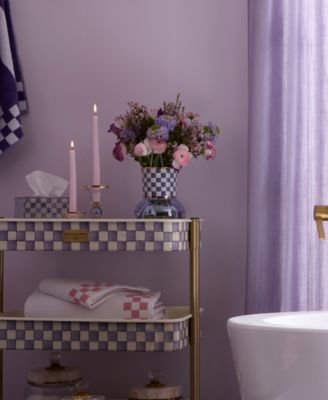 Violet Check Glass Vase