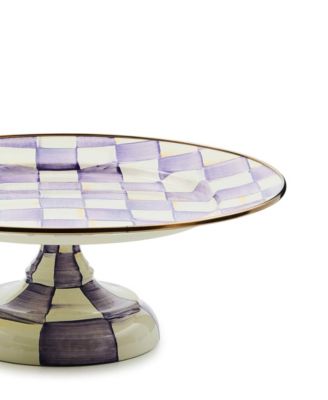 Violet Check Small Pedestal Platter