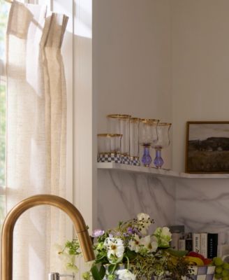 Violet Check Handmade Tumbler Glasses, Set of 2