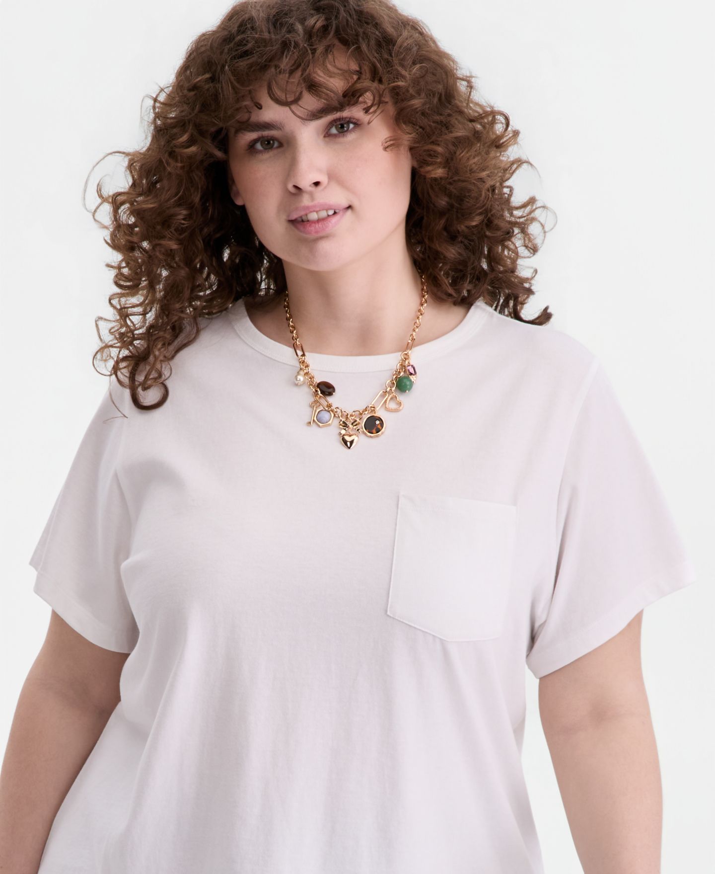 Женская футболка On 34th Trendy Plus Size Everyday Pocket, цвет: Яркий белый — фото 2