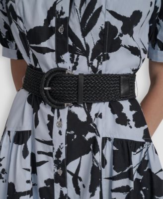 Petite Short-Sleeve Collared Belted Shirtdress