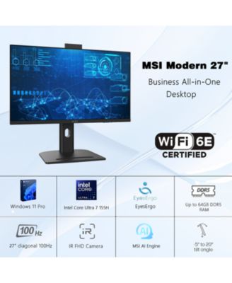 Modern AM273QP AI 27" Business All-in-One Intel Core Ultra 7 155H 16GB RAM Intel Arc Graphics 1TB SSD Storage Windows 11 Home QHD 100Hz - Black