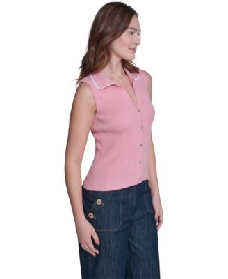 Women's Sleeveless Collared Sweater