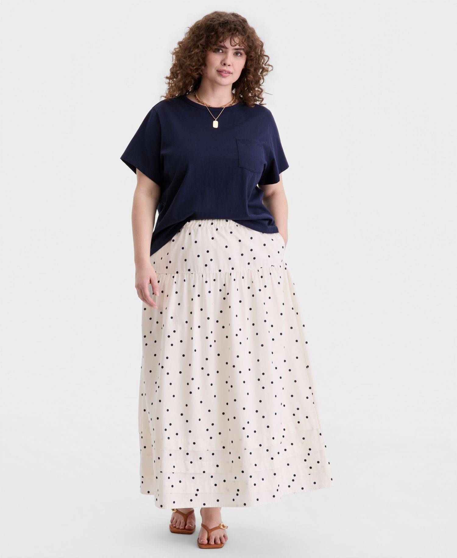 Trendy Plus Size Dot Print Maxi Skirt