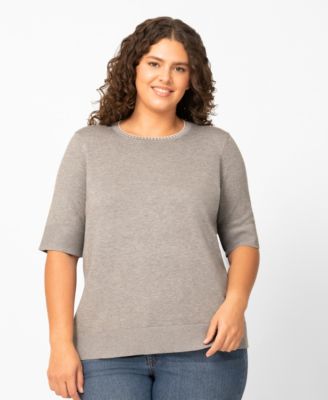 Women's Whip Stitch Elbow-Sleeve Sweater