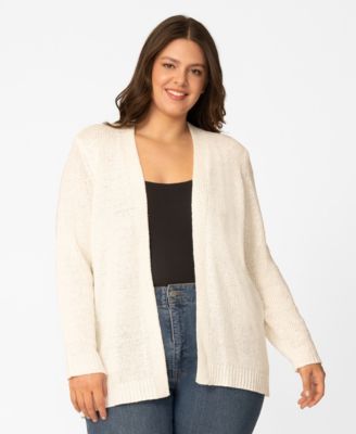 Plus Size Jersey Stitch Long Open Front Cardigan