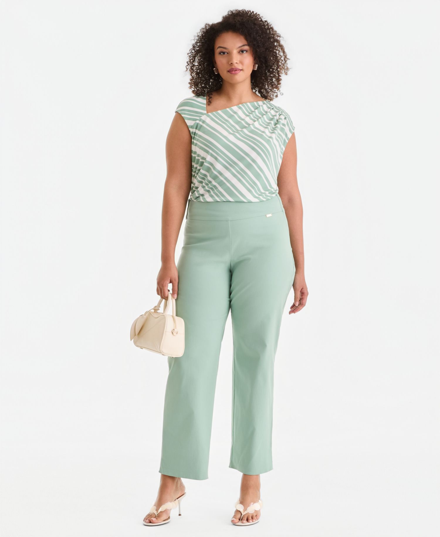 Plus Size Mid-Rise Pull-On Straight-Leg Pants
